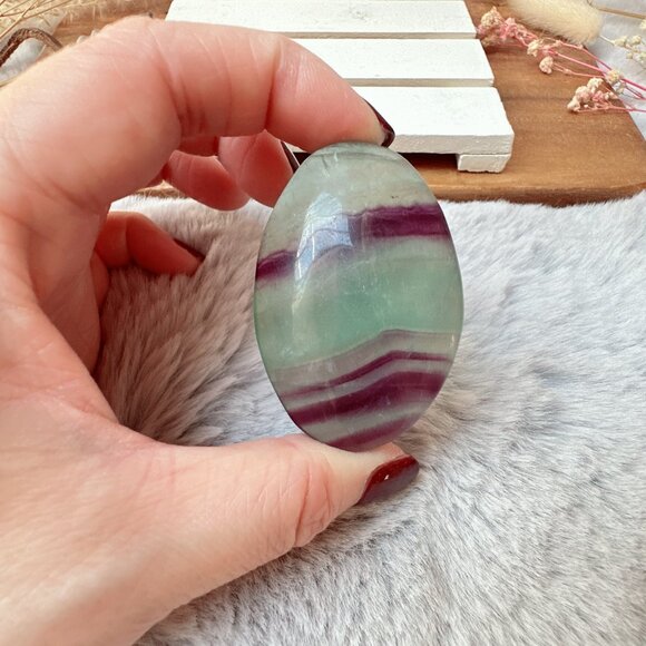 Beautiful Candy Fluorite Palm Stone - Picture 1 of 5